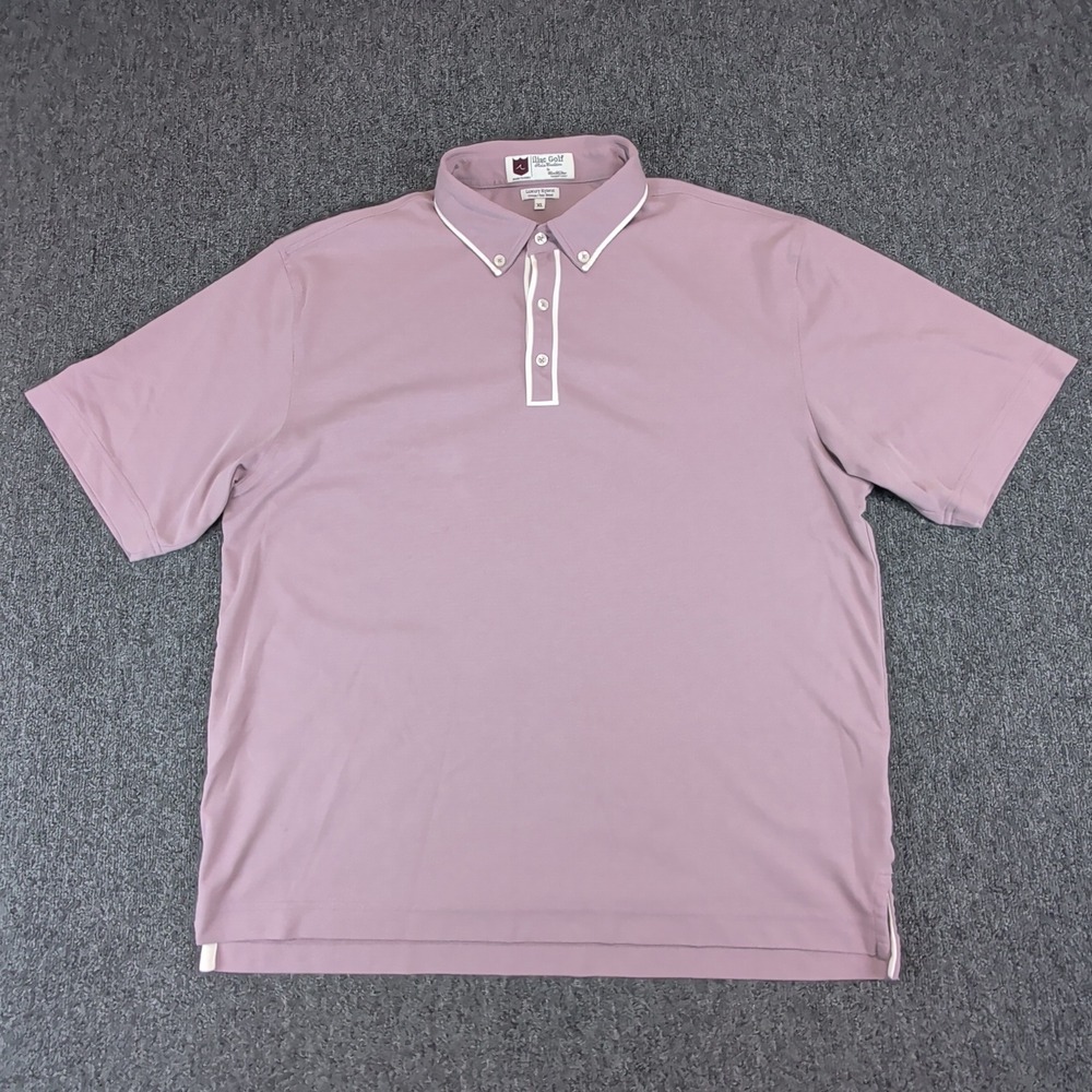 Iliac Golf Old Money Polo Shirt Mens XL Mauve Cotton Blend Button Down Collar — photo 2